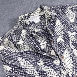 Back East Santa Barbara Mens XL Rayon Batik Fish Print Button Down Shirt